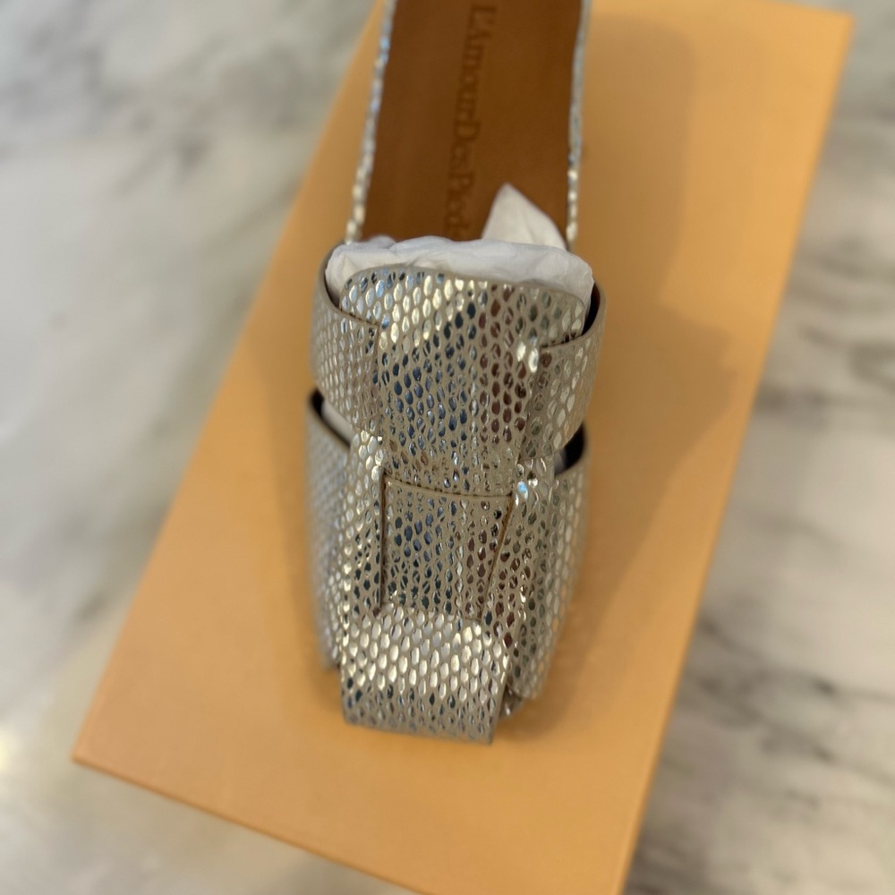 L’AmourDesPieds Wavan Leather Shoes Silver/Gold Size 7 - Picture 4 of 8